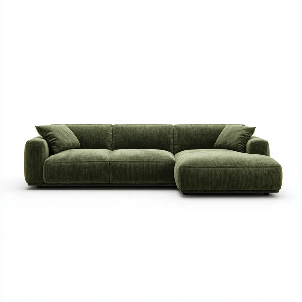 Hoekbank - Stoffen bekleding 285x175x85 cm - Donkergroen - Modern design met ruime chaise longue - Geschikt voor woonkamer-Domainixe