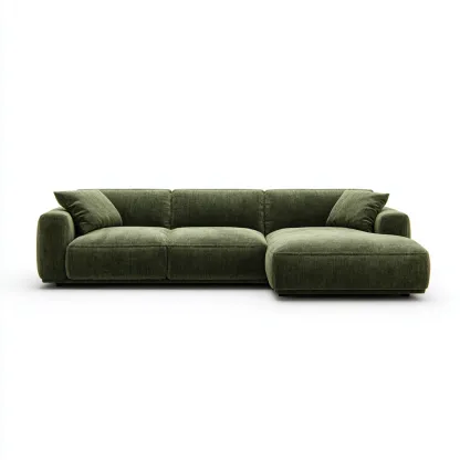 Hoekbank - Stoffen bekleding 285x175x85 cm - Donkergroen - Modern design met ruime chaise longue - Geschikt voor woonkamer-Domainixe