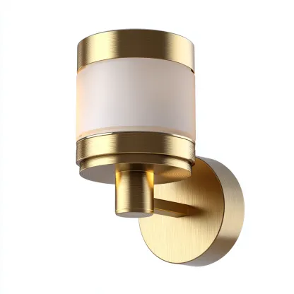 Wandlamp metaal en glas 14x20 cm - goudkleurig met mat wit glas - modern design - geschikt voor woonkamer of hal-Domainixe