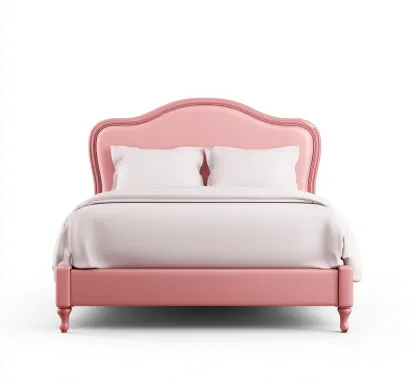 Tweepersoonsbed kunstleer 200x180x110 cm - roze - geschikt voor slaapkamer - klassiek design-Domainixe