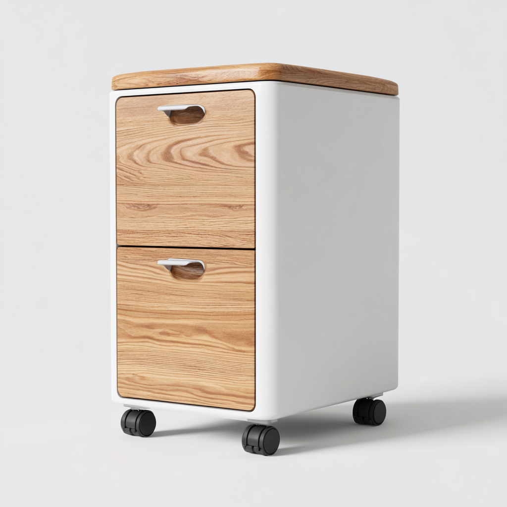 Archiefkast Hout-Metaal 45x40x60 cm - Wit - Eiken - Modern Design - Voor Kantoor-Domainixe