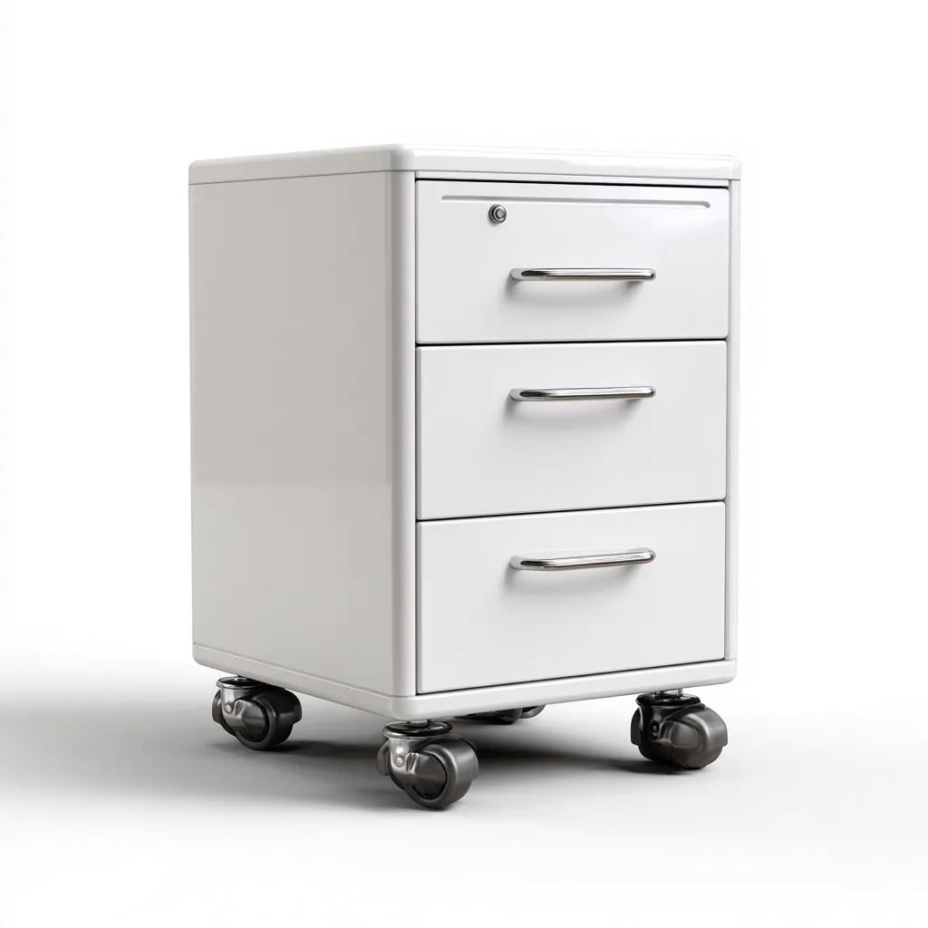 Archiefkast Metaal 42x45x66 cm - Wit - Modern Design - Met Wielen - Voor Kantoor-Domainixe