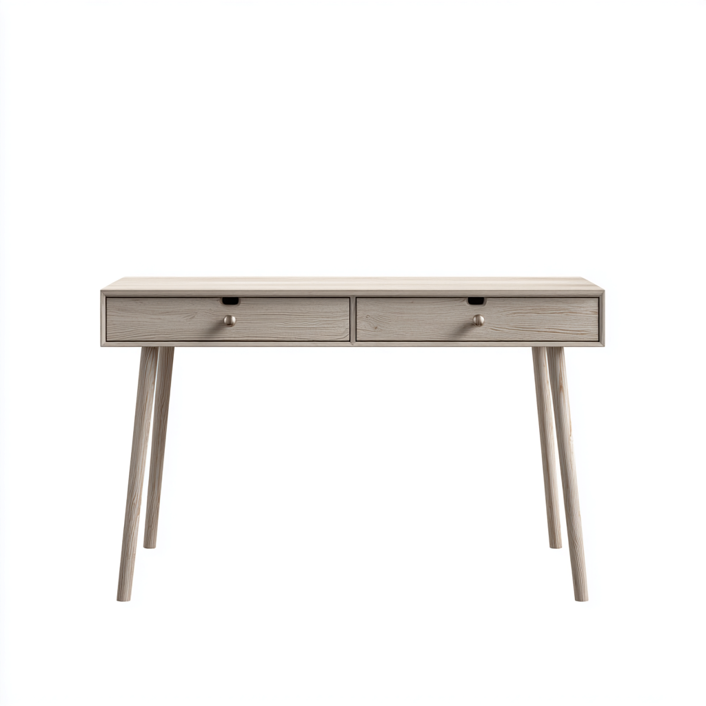 Bureau in massief hout 120x55x75 cm - lichtgrijs eiken - geschikt voor thuiskantoor - modern Scandinavisch design-Domainixe