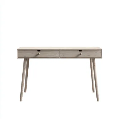 Bureau in massief hout 120x55x75 cm - lichtgrijs eiken - geschikt voor thuiskantoor - modern Scandinavisch design-Domainixe