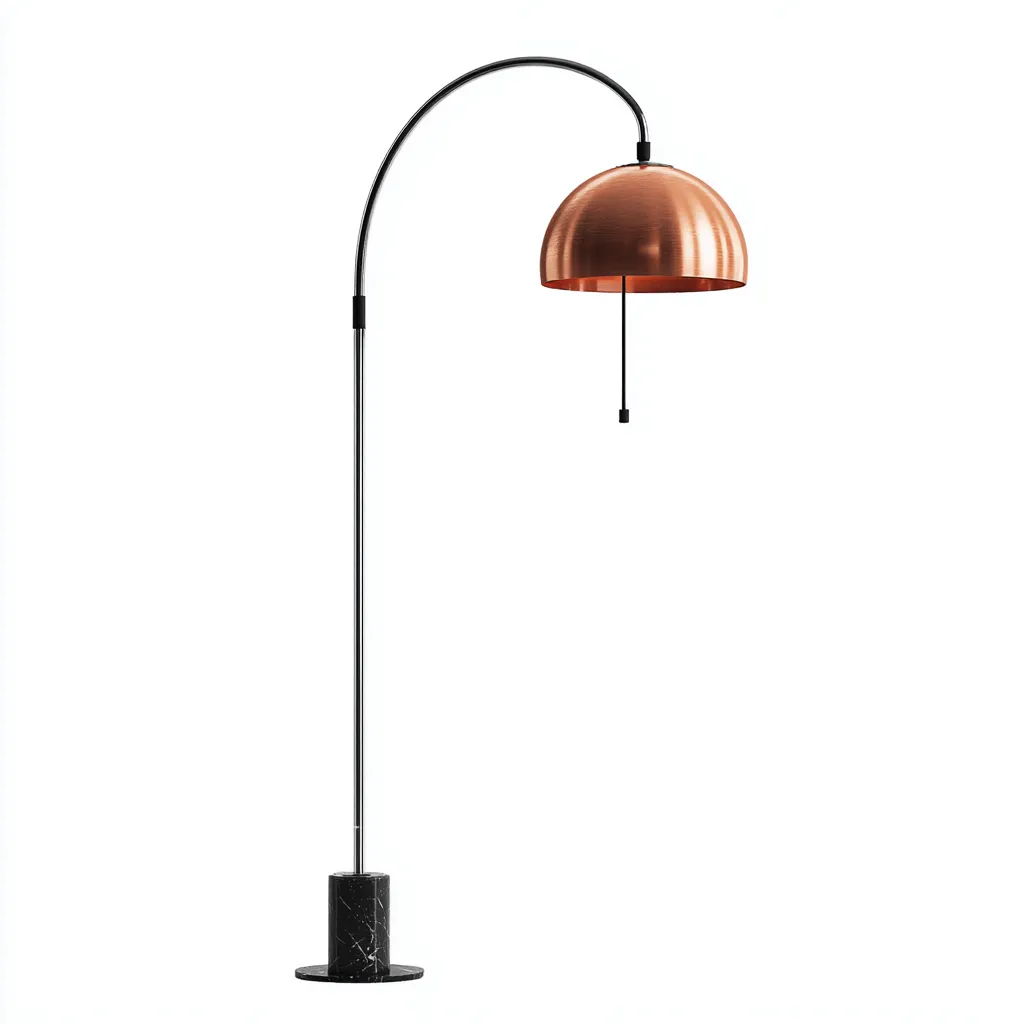 Vloerlamp van metaal en marmer 35x160 cm - koper en zwart - geschikt voor woonkamer - modern boogdesign-Domainixe