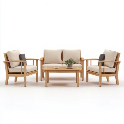 Tuinsofa set houten frame met beige kussens 190x80x75 cm - modern ontwerp - geschikt voor buitengebruik-Domainixe