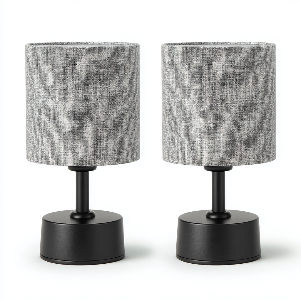 Tafellamp set van 2 metaal 18x36 cm - zwart en grijs - modern design - geschikt voor slaapkamer-Domainixe