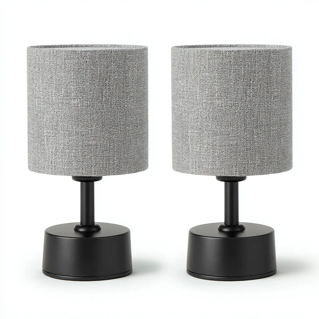 Tafellamp set van 2 metaal 18x36 cm - zwart en grijs - modern design - geschikt voor slaapkamer-Domainixe