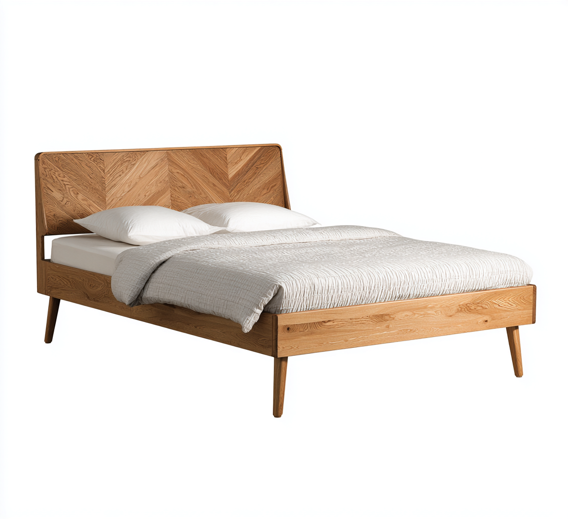 Tweepersoonsbed hout 200x180x100 cm - naturel - geschikt voor slaapkamer - modern design-Domainixe