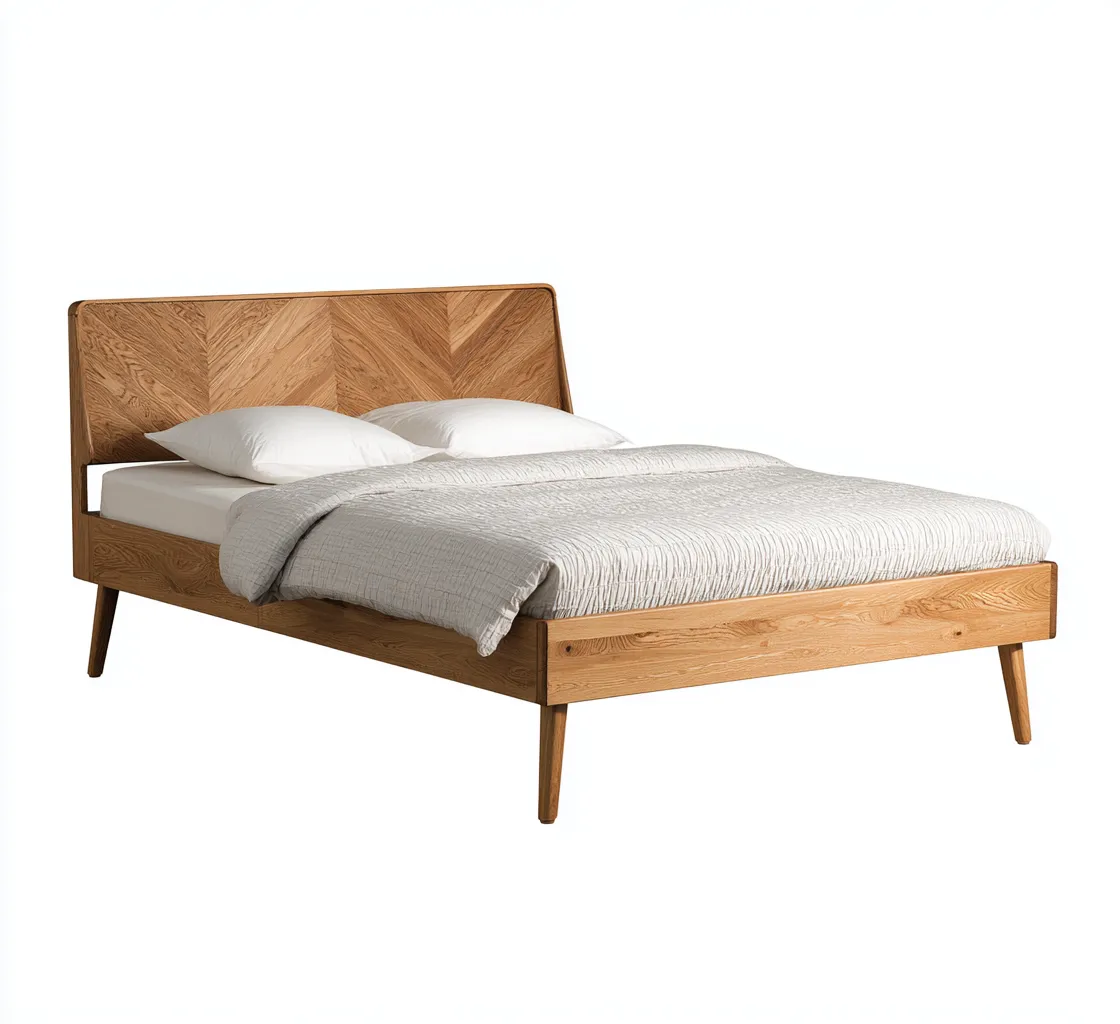 Tweepersoonsbed hout 200x180x100 cm - naturel - geschikt voor slaapkamer - modern design-Domainixe