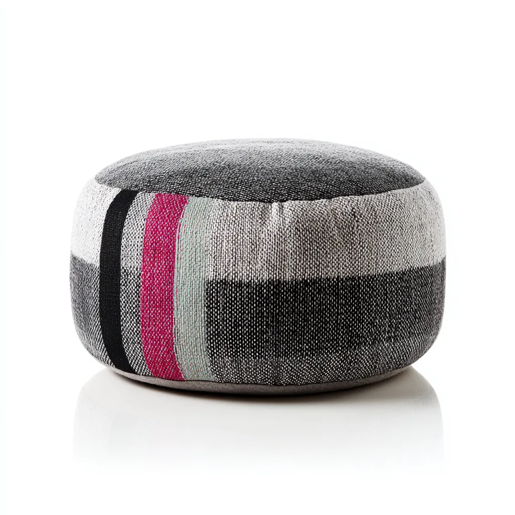 Poef - Gestreepte stof 60x60x35 cm - Zwart - grijs - roze - Modern design - Geschikt voor woonkamer-Domainixe