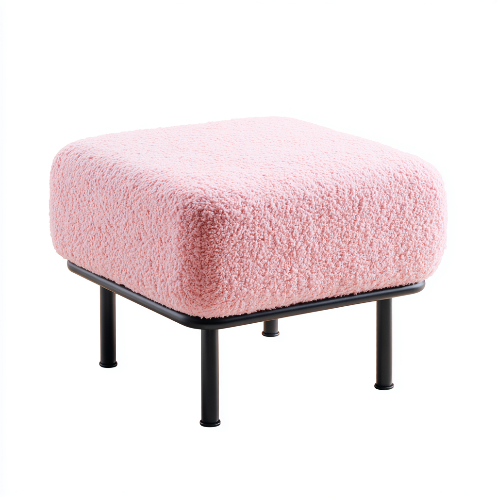 Poef - bouclé stof 45x45x45 cm - roze - modern design - geschikt voor woonkamer-Domainixe