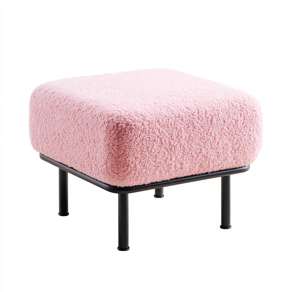 Poef - bouclé stof 45x45x45 cm - roze - modern design - geschikt voor woonkamer-Domainixe