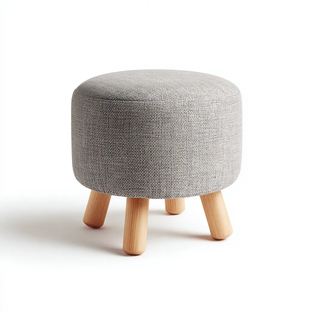 Poef - stoffen bekleding 32x32x36 cm - lichtgrijs - Scandinavisch design - geschikt voor woonkamer-Domainixe