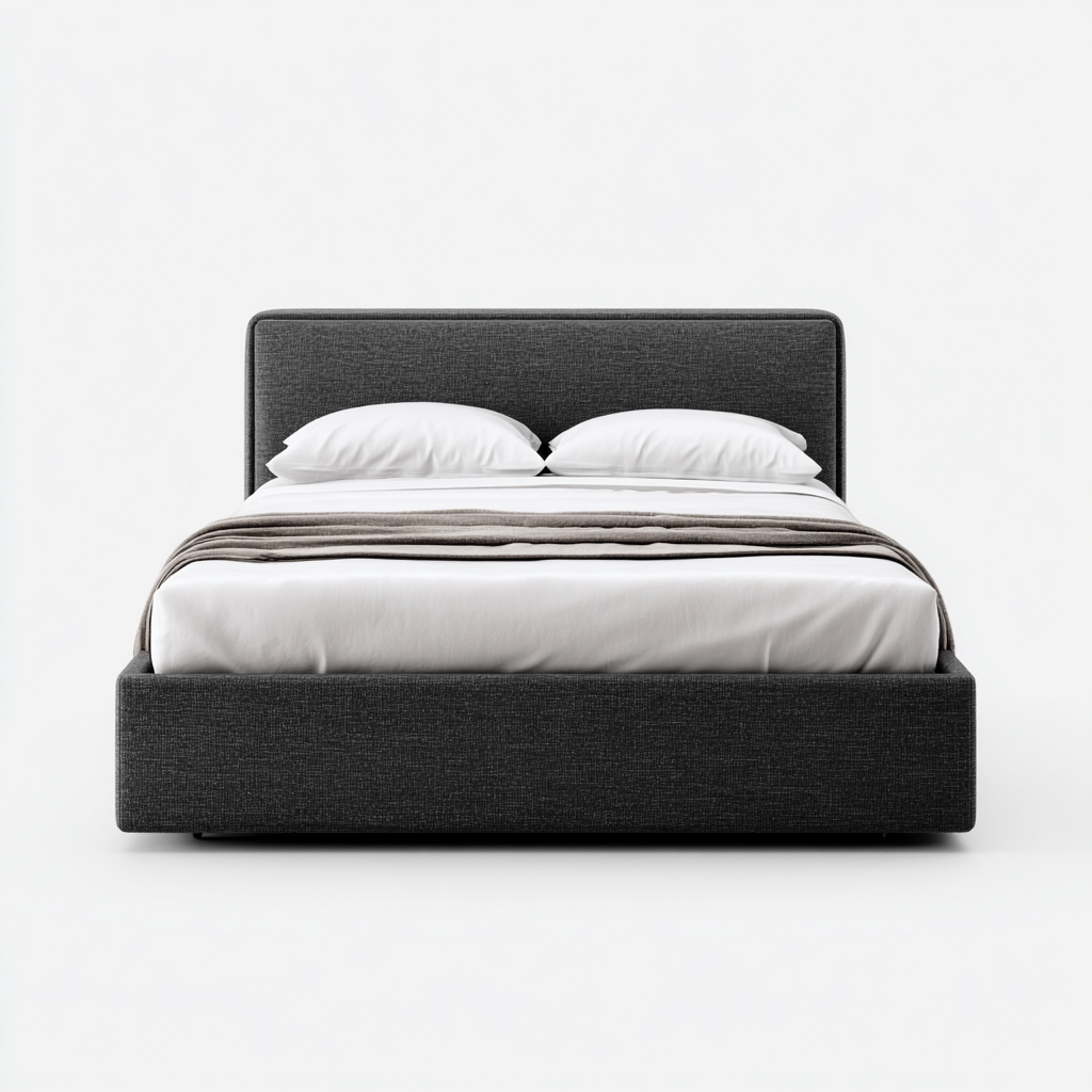 Tweepersoonsbed stof 200x180x100 cm - donkergrijs - geschikt voor slaapkamer - modern minimalistisch design-Domainixe