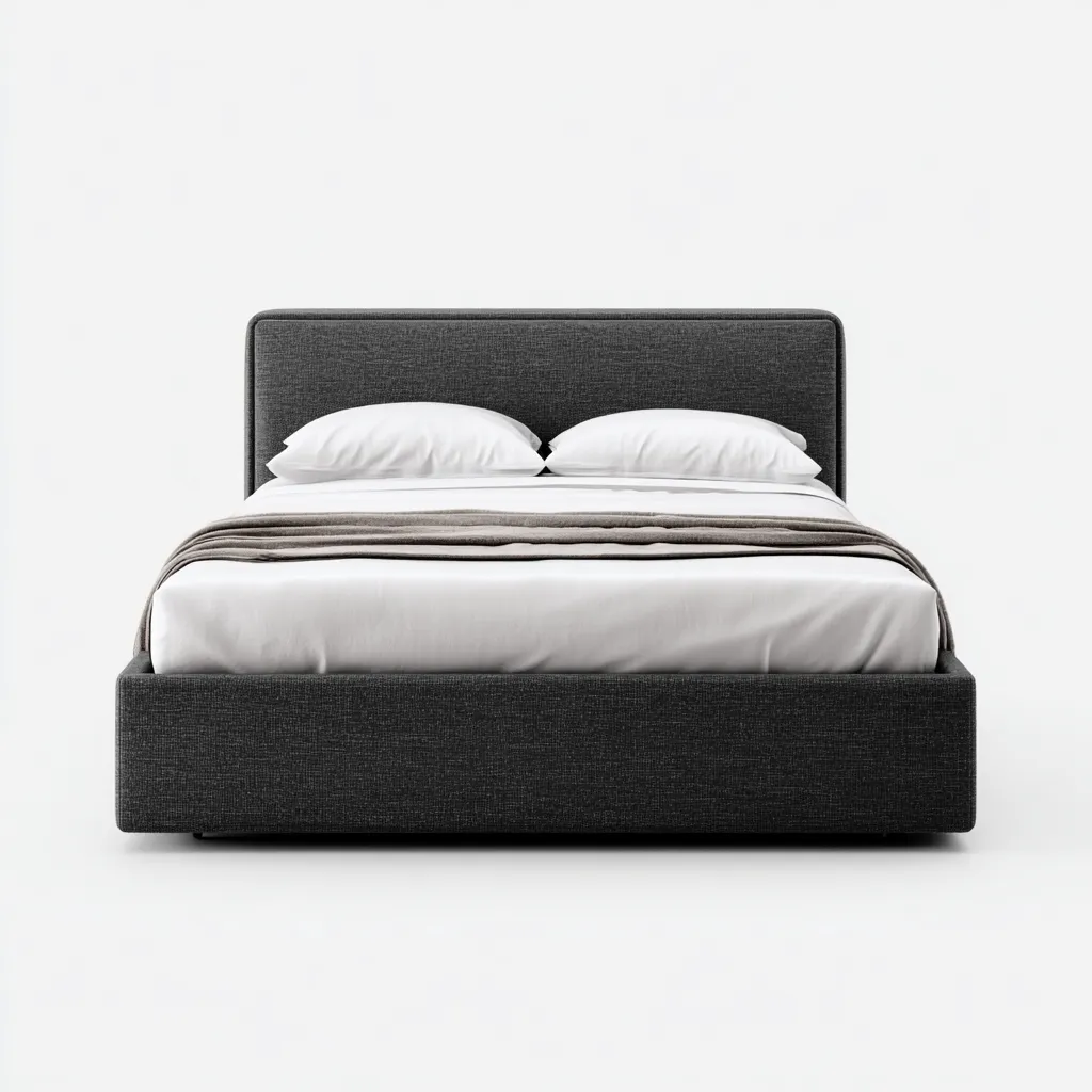 Tweepersoonsbed stof 200x180x100 cm - donkergrijs - geschikt voor slaapkamer - modern minimalistisch design-Domainixe