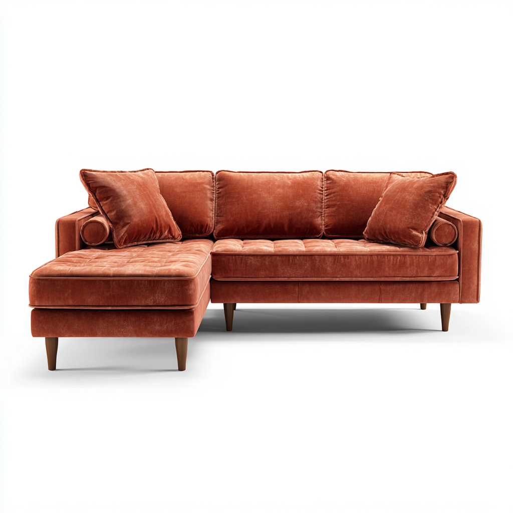 Hoekbank - Stoffen bekleding 270x165x85 cm - Roestbruin - Retro design met houten poten - Geschikt voor woonkamer-Domainixe