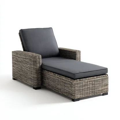 Ligstoel - gevlochten kunststof - 200x75x85 cm - donkergrijs - voor tuin en terras - modern ontwerp-Domainixe