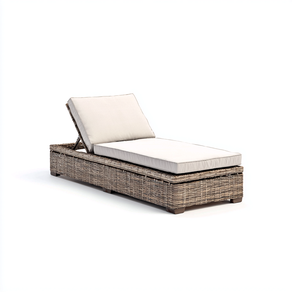 Ligstoel Rotan-Textiel 200x70x80 cm - Natuurlijk - Beige - Modern Design - Voor Tuin-Domainixe