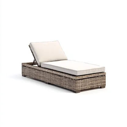 Ligstoel Rotan-Textiel 200x70x80 cm - Natuurlijk - Beige - Modern Design - Voor Tuin-Domainixe