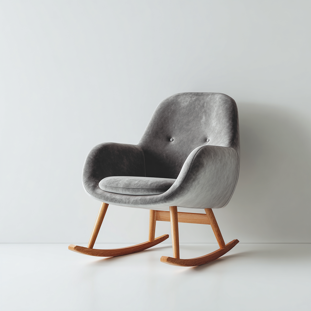 Schommelstoel Stof - Hout 80x75x98 cm - Grijs - Scandinavisch design met ergonomische vorm - Geschikt voor woonkamer-Domainixe