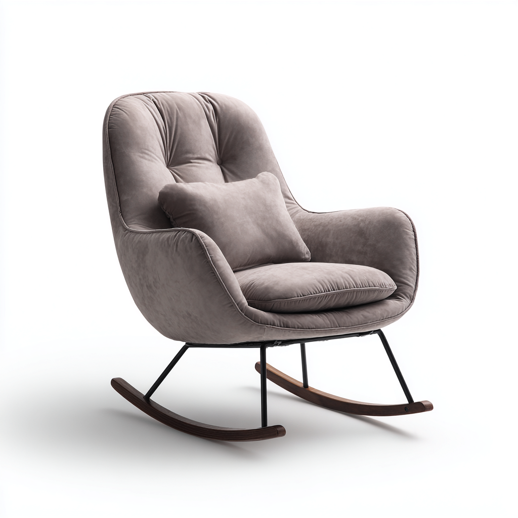 Schommelstoel Stof - Metaal 84x78x95 cm - Taupe - Modern design met zachte bekleding - Geschikt voor woonkamer-Domainixe