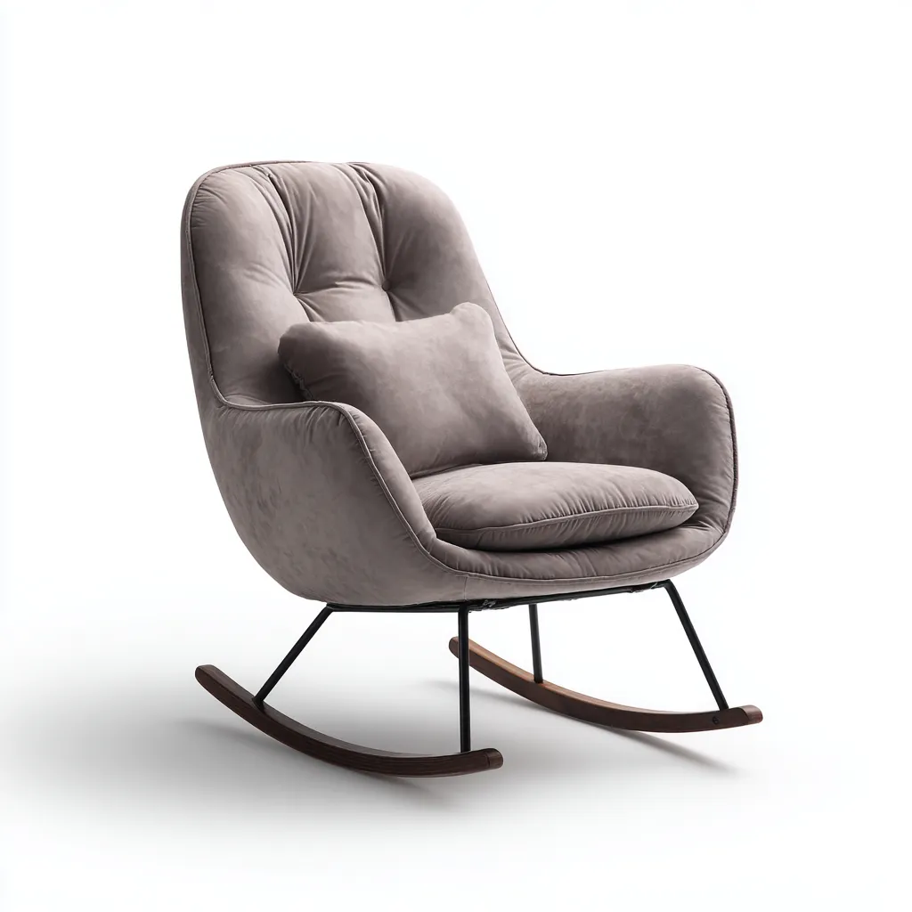 Schommelstoel Stof - Metaal 84x78x95 cm - Taupe - Modern design met zachte bekleding - Geschikt voor woonkamer-Domainixe