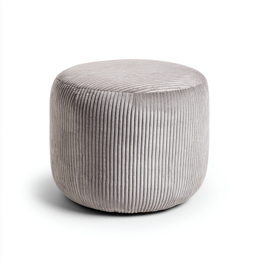 Poef - Geribbelde corduroy stof 45x45x40 cm - Lichtgrijs - Modern design - Geschikt voor woonkamer-Domainixe