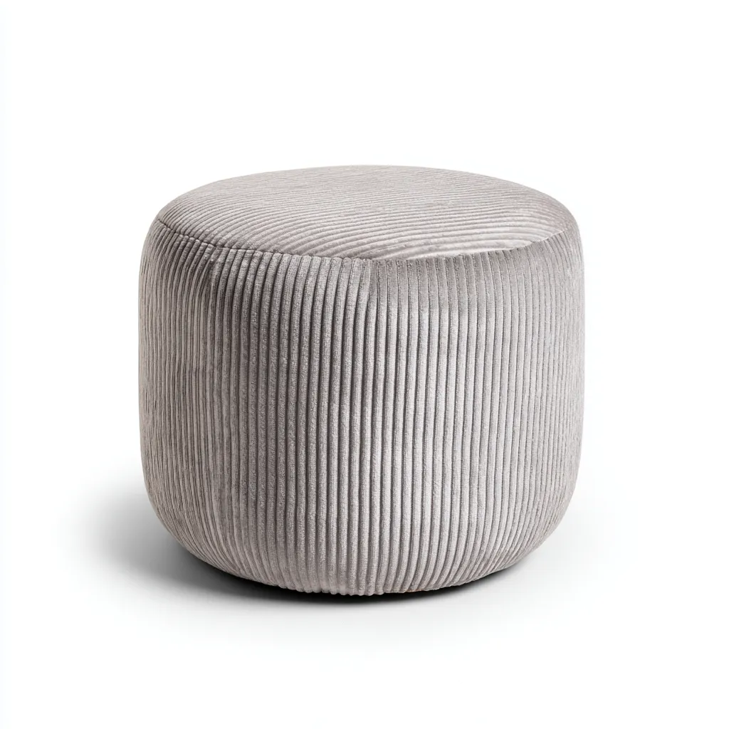 Poef - Geribbelde corduroy stof 45x45x40 cm - Lichtgrijs - Modern design - Geschikt voor woonkamer-Domainixe