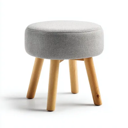 Poef - stoffen bekleding 30x30x42 cm - lichtgrijs - natuurlijk hout - Scandinavisch design - geschikt voor woonkamer-Domainixe