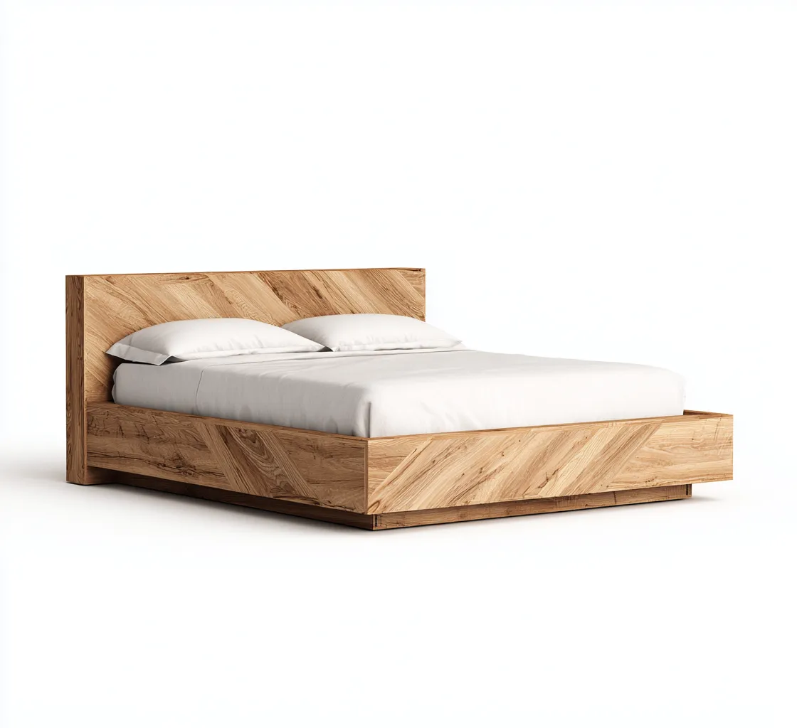 Tweepersoonsbed hout 200x180x100 cm - naturel - geschikt voor slaapkamer - modern design-Domainixe