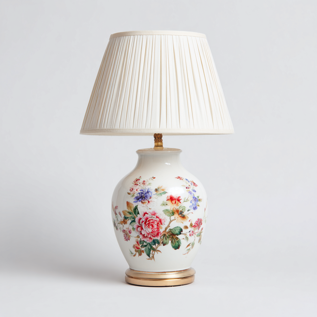 Tafellamp Porselein 30x50 cm - Wit - Klassiek Design - Voor Woonkamer-Domainixe