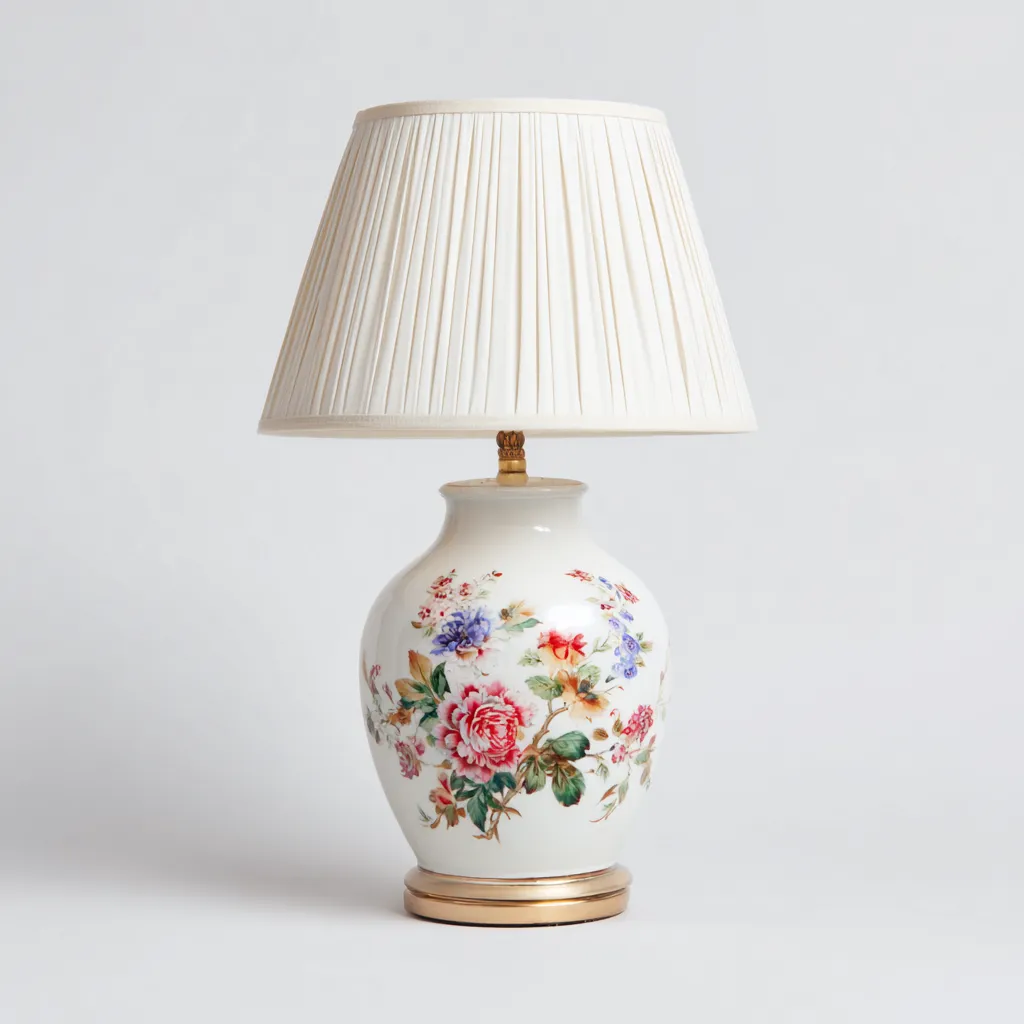 Tafellamp Porselein 30x50 cm - Wit - Klassiek Design - Voor Woonkamer-Domainixe