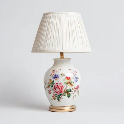 Tafellamp Porselein 30x50 cm - Wit - Klassiek Design - Voor Woonkamer-Domainixe
