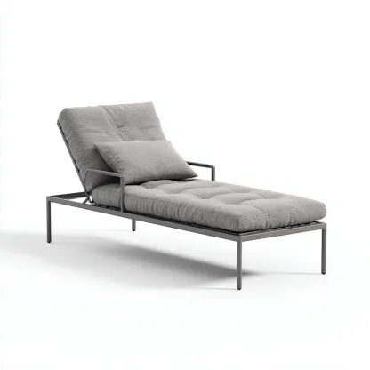 Ligstoel Staal - Geweven Stof 200x75x35 cm - Grijs - Outdoor - Modern-Domainixe