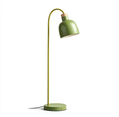 Vloerlamp met groene kap en houten details 33x160 cm - groen en naturel - geschikt voor leeshoek - Scandinavisch design-Domainixe