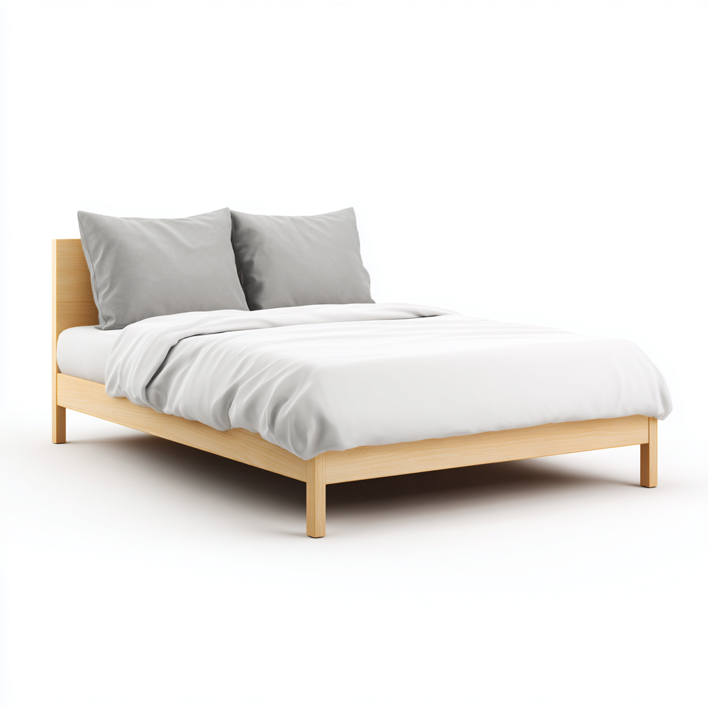 Tweepersoonsbed hout 200x180x95 cm - naturel - geschikt voor slaapkamer - minimalistisch design-Domainixe