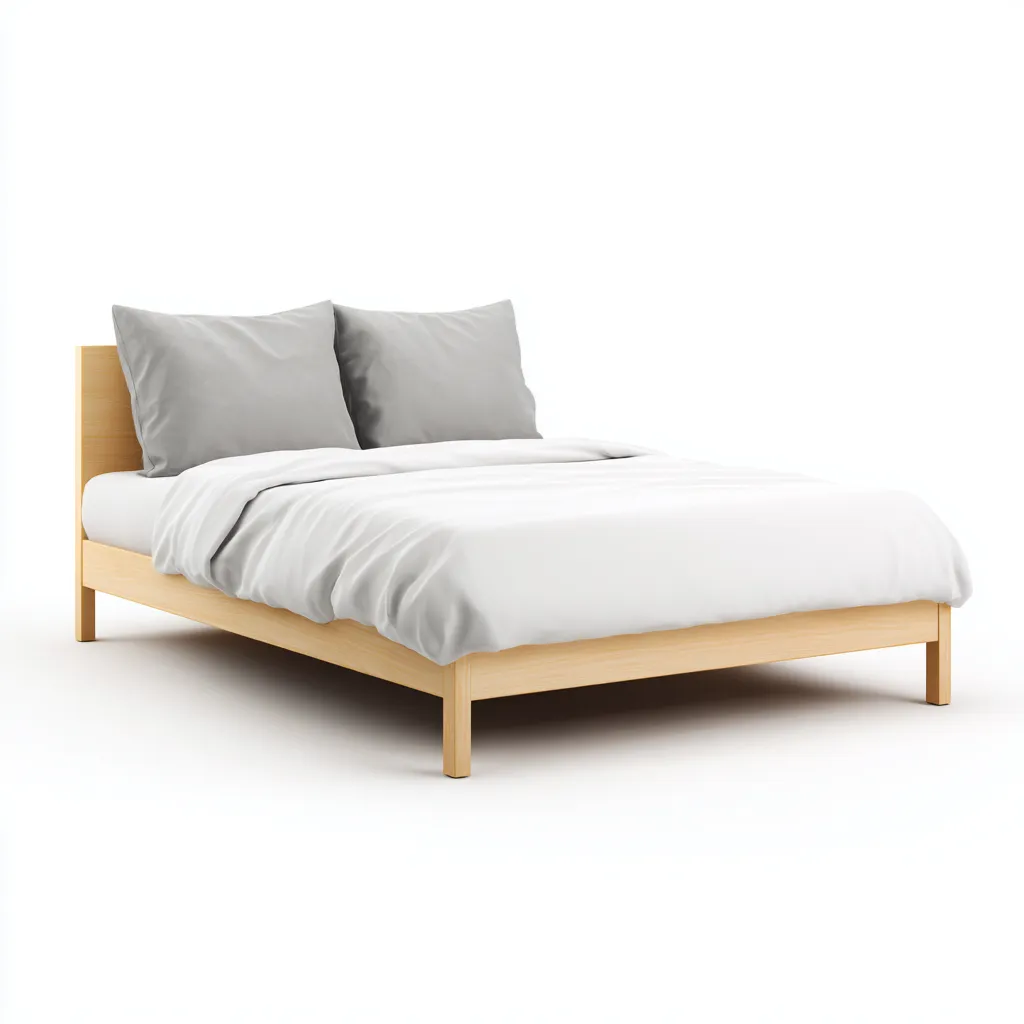 Tweepersoonsbed hout 200x180x95 cm - naturel - geschikt voor slaapkamer - minimalistisch design-Domainixe