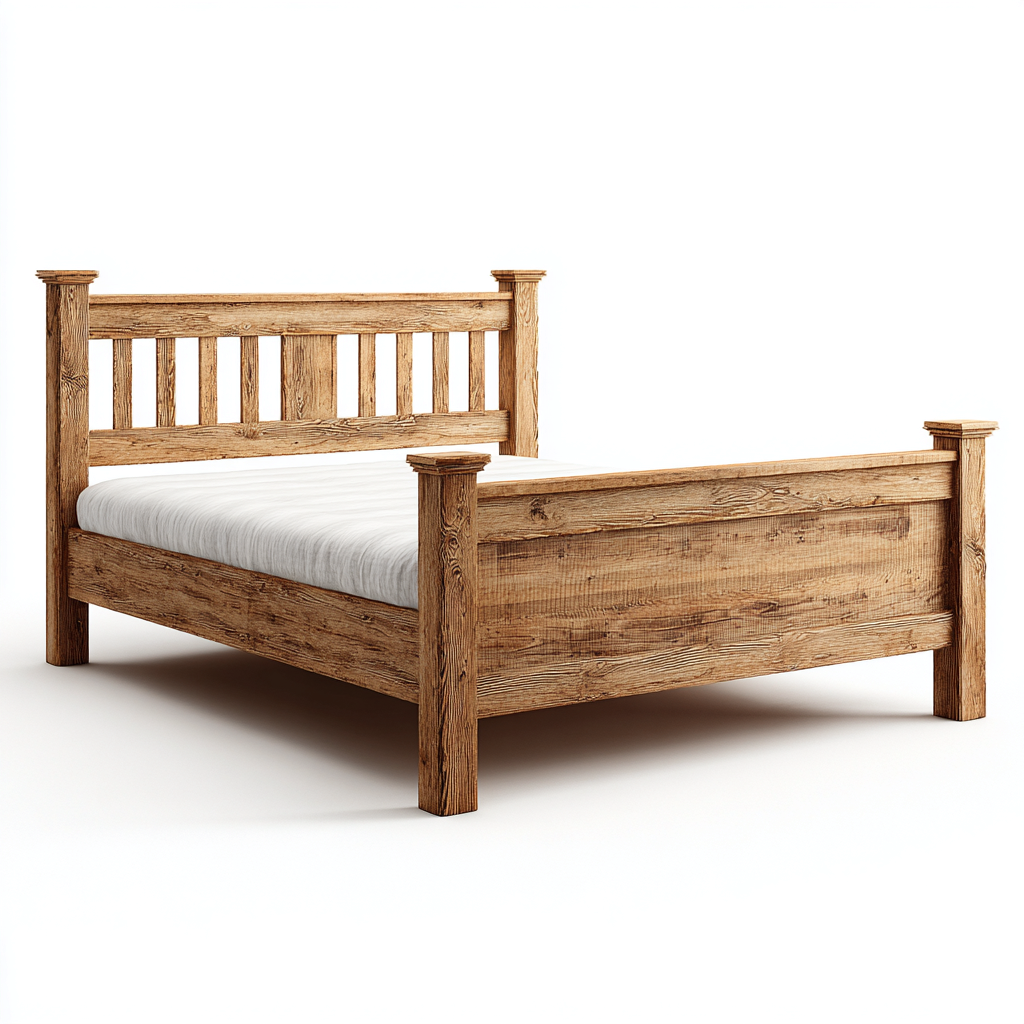 Tweepersoonsbed massief hout 200x180x110 cm - lichtbruin - geschikt voor slaapkamer - klassiek landelijk design-Domainixe