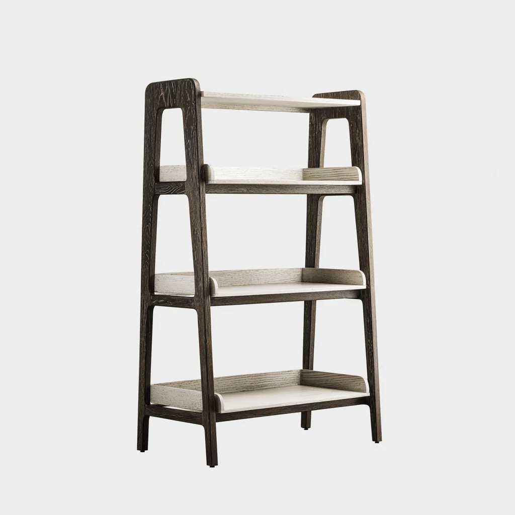 Boekenkast - massief hout - 85x35x130 cm - donkerbruin - lichtbeige - voor woonkamer en kantoor - Scandinavisch ontwerp-Domainixe