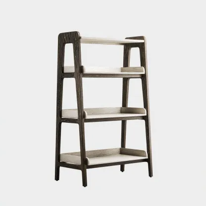 Boekenkast - massief hout - 85x35x130 cm - donkerbruin - lichtbeige - voor woonkamer en kantoor - Scandinavisch ontwerp-Domainixe