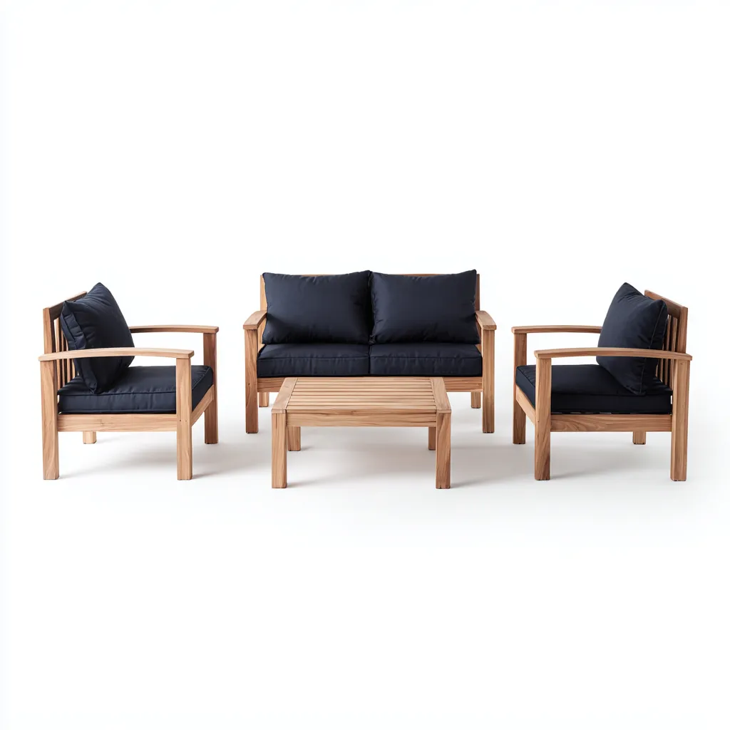 Tuinsofa set houten frame met donkerblauwe kussens 190x80x75 cm - modern ontwerp - geschikt voor buitengebruik-Domainixe