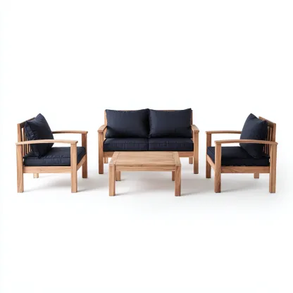 Tuinsofa set houten frame met donkerblauwe kussens 190x80x75 cm - modern ontwerp - geschikt voor buitengebruik-Domainixe