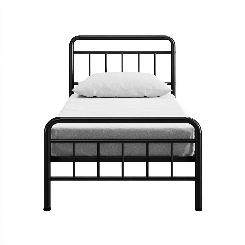 Eenpersoonsbed metaal 200x100x95 cm - zwart - industriële stijl - geschikt voor slaapkamer-Domainixe