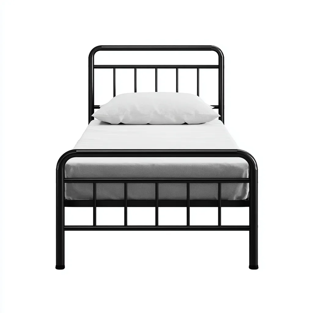 Eenpersoonsbed metaal 200x100x95 cm - zwart - industriële stijl - geschikt voor slaapkamer-Domainixe