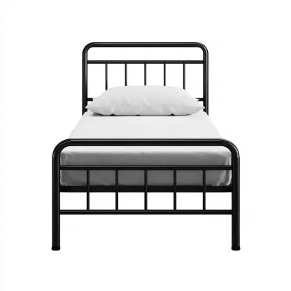 Eenpersoonsbed metaal 200x100x95 cm - zwart - industriële stijl - geschikt voor slaapkamer-Domainixe