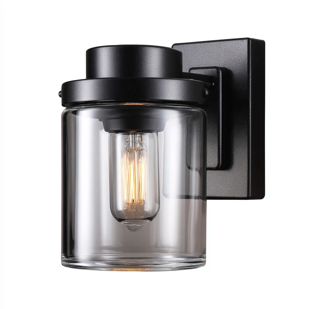 Wandlamp Metaal - Glas 14x22 cm - Zwart - Industrieel modern design voor binnenverlichting-Domainixe