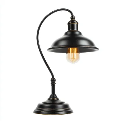 Tafellamp metaal 21x48 cm - zwart - vintage design - voor woonkamer of kantoor-Domainixe