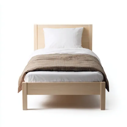 Eenpersoonsbed massief hout 200x100x95 cm - naturel houtkleur - recht hoofdbord en voeteneinde - minimalistisch Scandinavisch design - geschikt voor slaapkamer-Domainixe