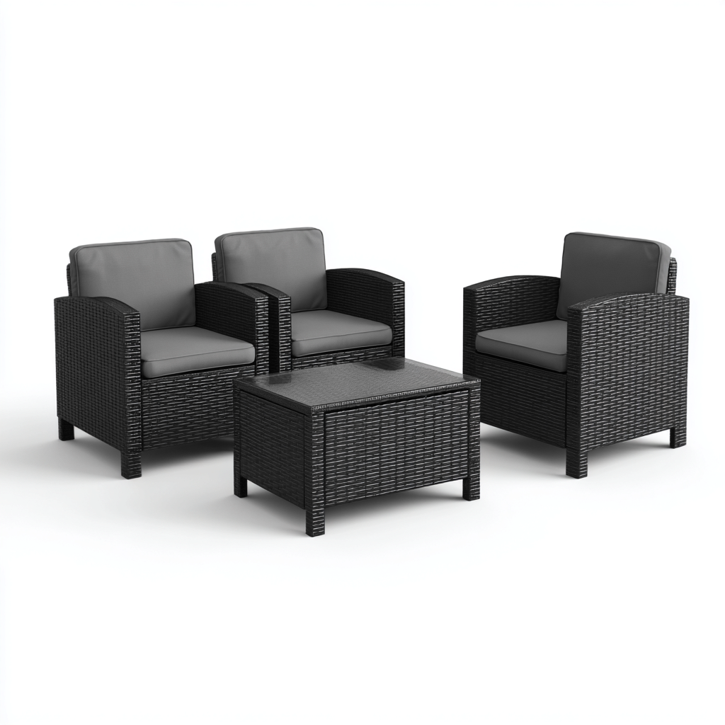 Tuinsofa set wicker vlechtwerk met grijze kussens 80x75x70 cm - modern ontwerp - geschikt voor buitengebruik-Domainixe